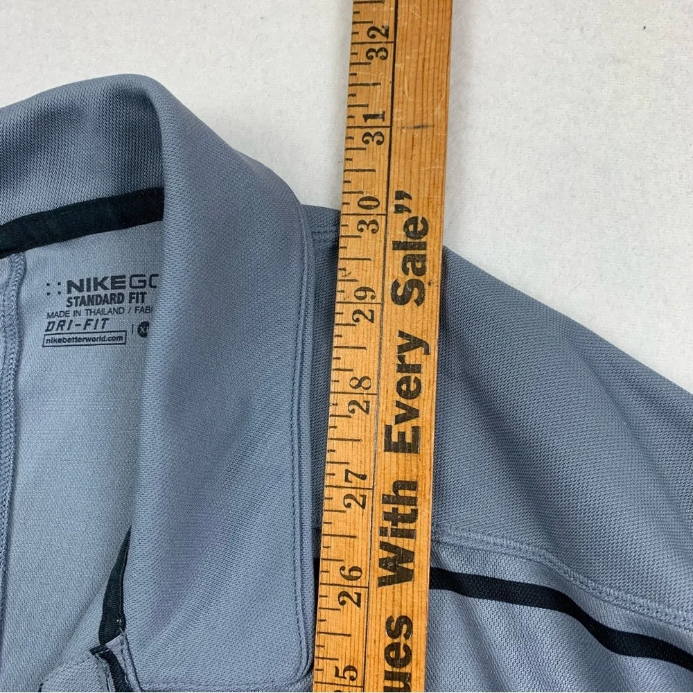 Nike‎ Golf Shirt Mens XL Polo Standard Fit DRI-Fit Gray Black Striped Outdoor